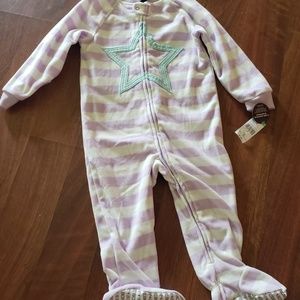 Purple Striped Zip Up Foot Pajamas ~ Purple Onesie